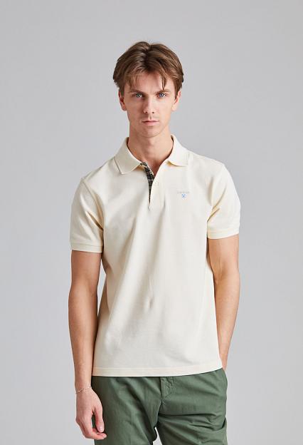 Barbour Tartan Pique Polo Shirt Antique White