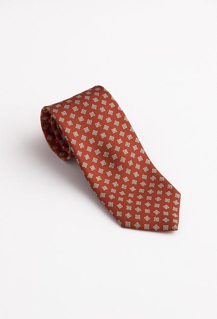 Bigi Hand Printed Silk Tie Red