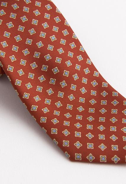 Bigi Hand Printed Silk Tie Red