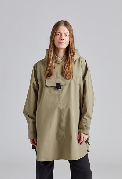 Bergen Blæst regnponcho i grønnbeige farge