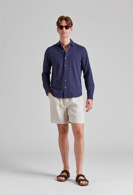 Cermino Felix Cotton Pique Shirt Navy Blue