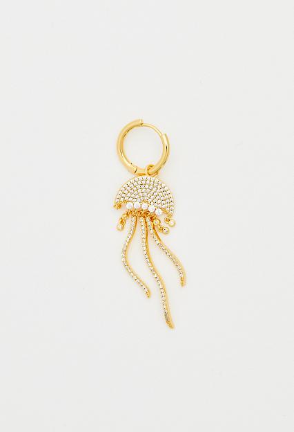 Crystal Haze Octopus Earring Golden Single