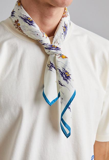 Drakes Retro Bather Bandana White & Blue