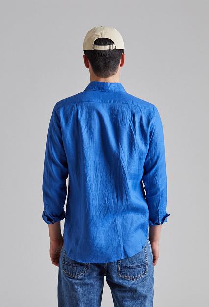 Drakes The Linen Summer Shirt Blue