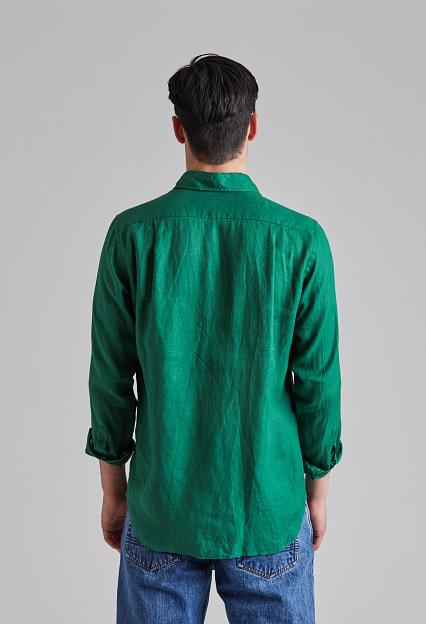 Drakes The Linen Summer Shirt Forest Green