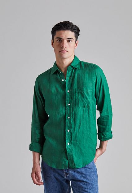 Drakes The Linen Summer Shirt Forest Green