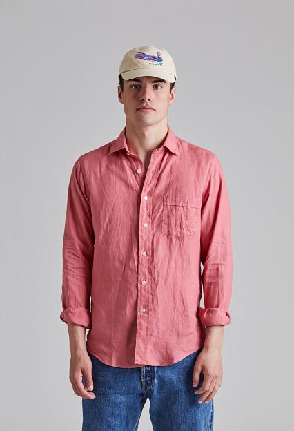 Drakes The Linen Summer Shirt Pink