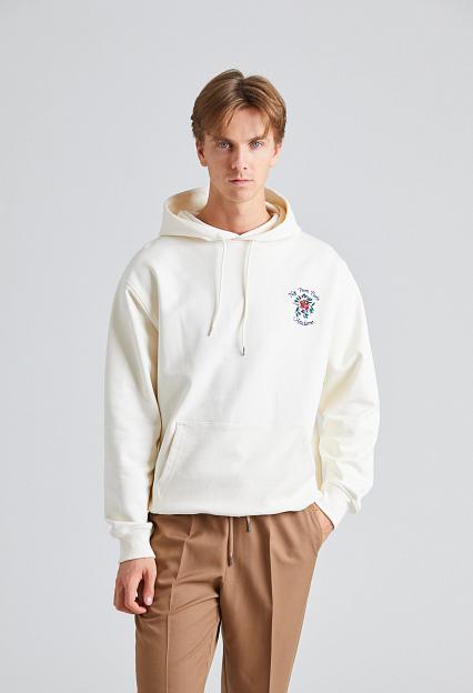 Drôle de Monsieur Le Hoodie Slogan Fleurs Cream