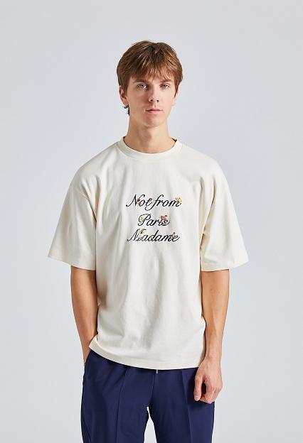 Le T-shirt Slogan à Fleurs Cream
