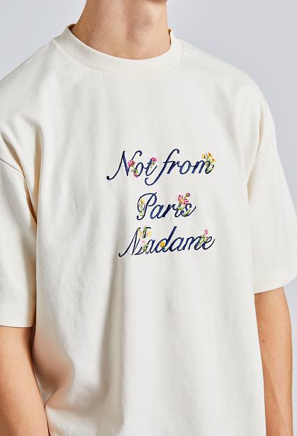 Le T-shirt Slogan à Fleurs Cream