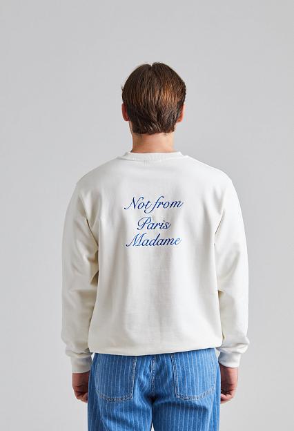 Drôle de Monsieur Le Sweatshirt Slogan Cursive Off White