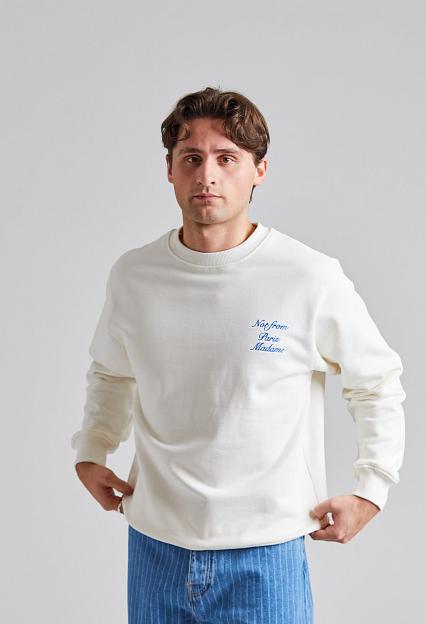 Drôle de Monsieur Le Sweatshirt Slogan Cursive Off White