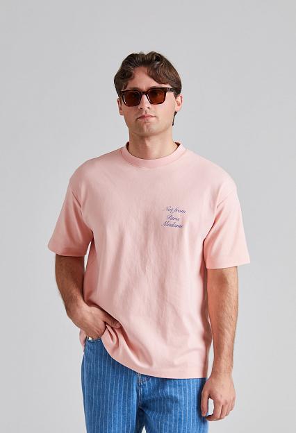 Drôle de Monsieur Le T-Shirt Slogan Cursive Light Pink