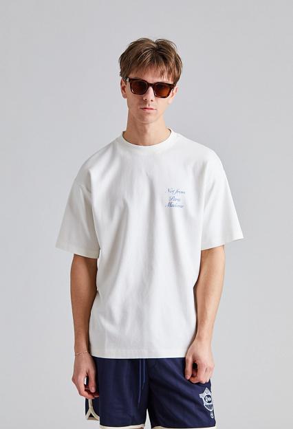 Drôle de Monsieur Le T-Shirt Slogan Cursive Off White