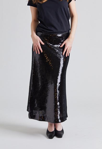FWSS Bias Cut Sequin Skirt Jet Black 