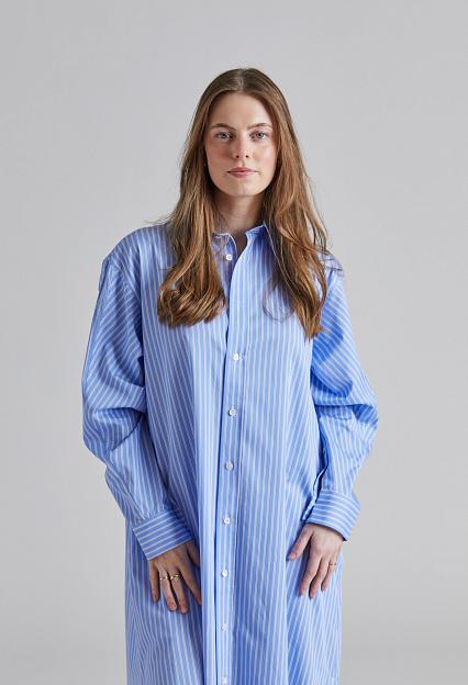 Coastal Shirt Dress Blue White Stripe
