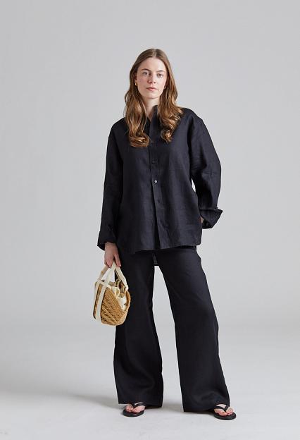 FWSS Linen Siena Trousers Jet Black 
