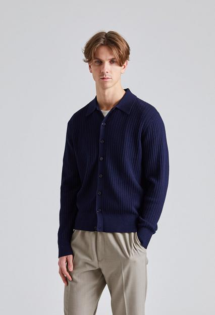 Filippa K Cotton Merino Knit Shirt Navy