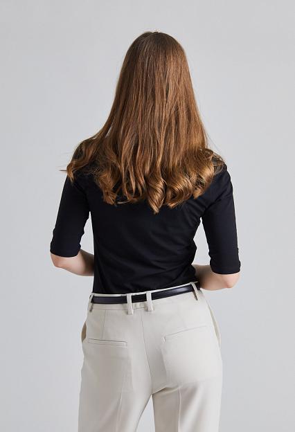 Filippa K Cotton Stretch Scoop Neck Top Black 