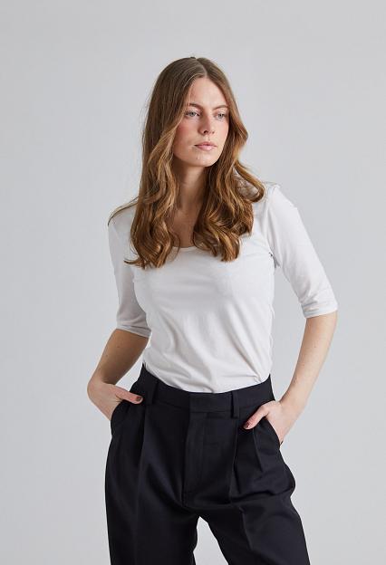 Filippa K Cotton Stretch Scoop Neck Top White 
