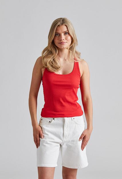 Filippa K Fine Rib Scoop Tank Bright Red