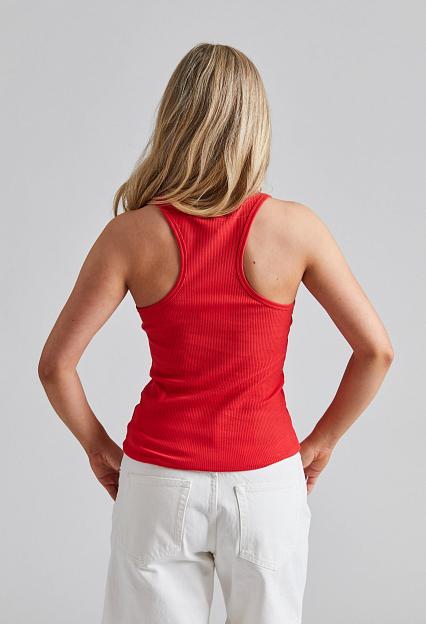 Filippa K Fine Rib Scoop Tank Bright Red