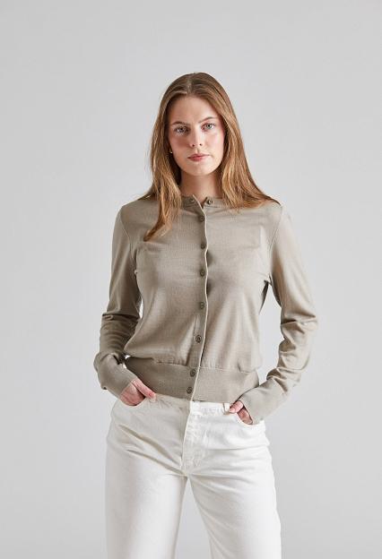 Filippa K Merino Short Cardigan Moss Grey