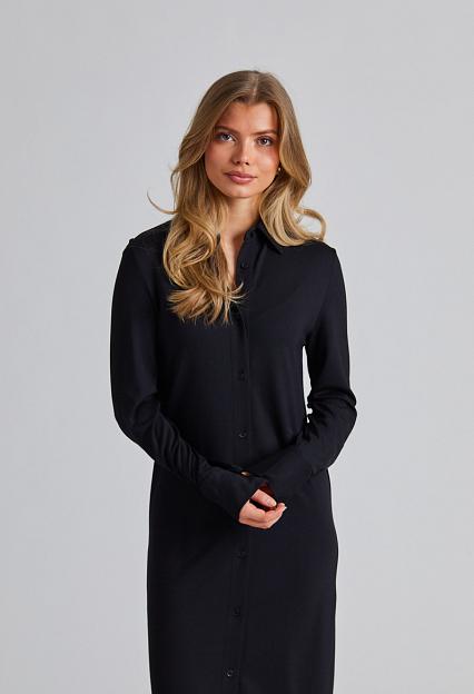 Filippa K Relaxed Jersey Shirt Dress Black