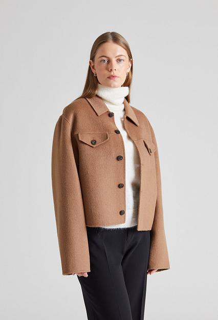Filippa K Short Wool Cashmere Jacket Dark Khaki 