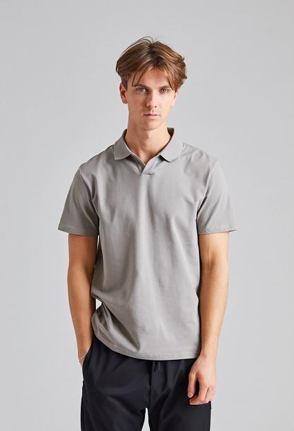 Filippa K Stretch Cotton Polo T-Shirt Dove Grey