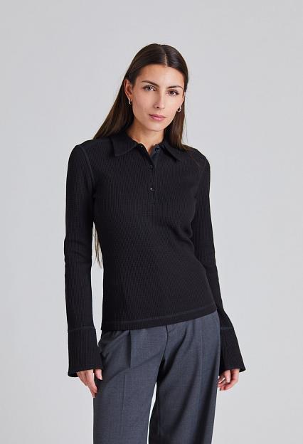 Filippa K Waffle Polo Shirt Black 