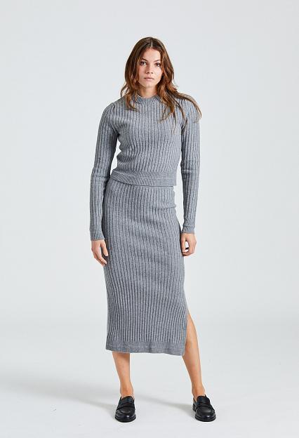 Wool Rib Sweater Mid Grey Mel