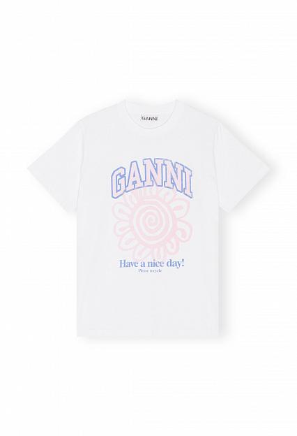 Basic Jersey Flower Relaxed T-shirt Bright White