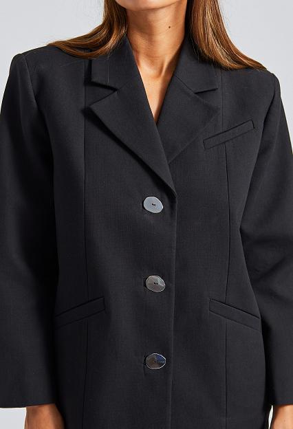 Ganni Cotton Suiting Oversized Blazer Black