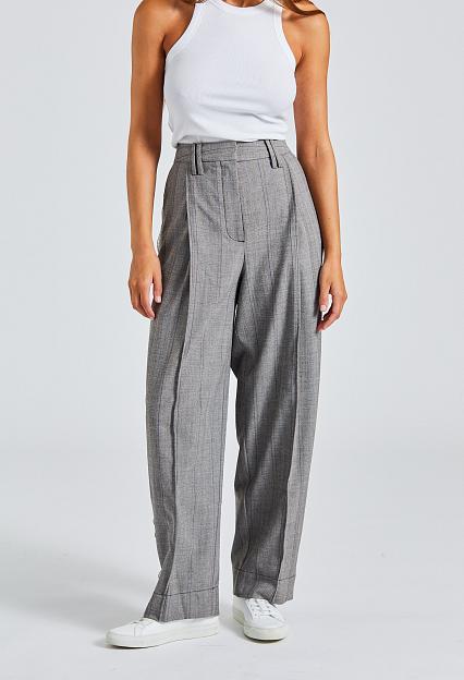 Herringbone Suiting Relaxed Pleated Pants Frost Gray