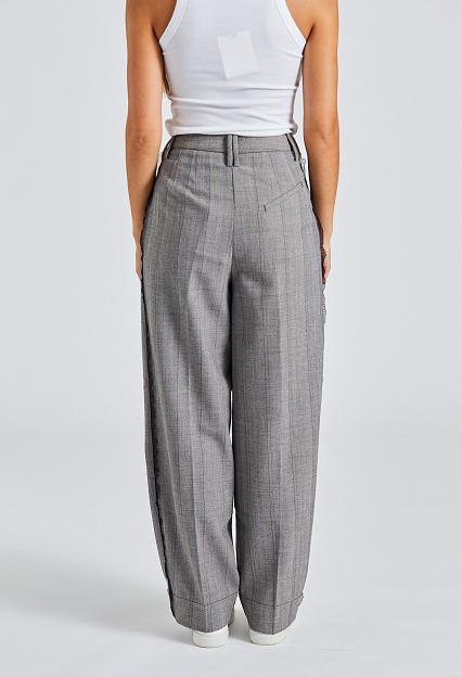 Herringbone Suiting Relaxed Pleated Pants Frost Gray