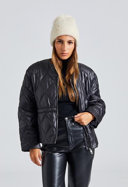 Shiny Quilt Jacket Black