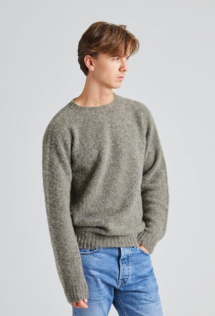 Harley of Scotland Shaggy Brush Lambswool Sweater Oyster