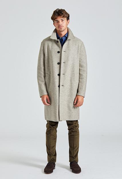 Harris Wharf Men Mac Coat Pressed Wool Natural Casha