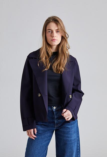 Harris Wharf Women Cropped Peacoat Scuba Navy Blue 4