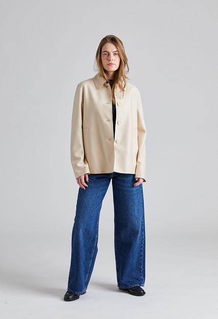 Harris Wharf Women Short Loden Light Pressed Wool Cream 