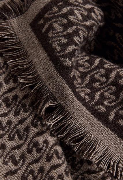 Holzweiler Fine Wool Scarf Monogram Brown Mix
