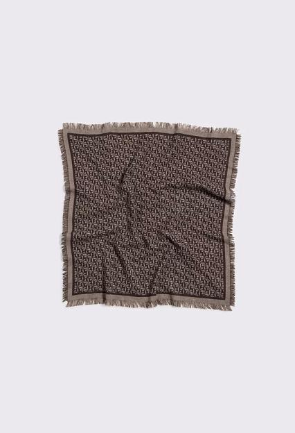 Holzweiler Fine Wool Scarf Monogram Brown Mix