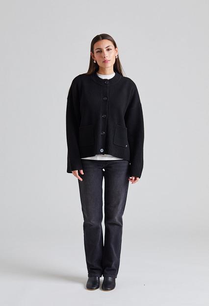 Holzweiler Wool Wide Cardigan Black 