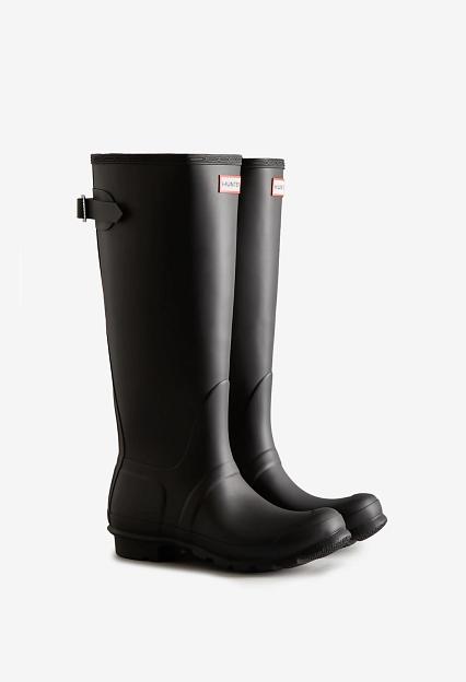 Hunter Womens Original Tall Back Adjustable Boot Black