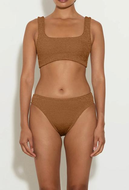 Hunza G Xandra Bikini Crinkle Metallic Cocoa