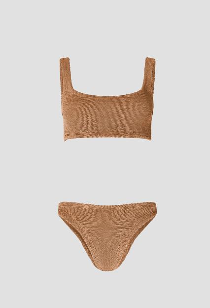 Hunza G Xandra Bikini Crinkle Metallic Cocoa