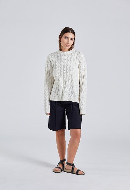 Julie Josephine Cable Knit Sweater White