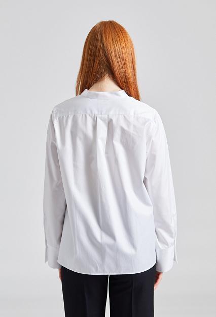 Julie Josephine Collarless Wide Sleeve Shirt White