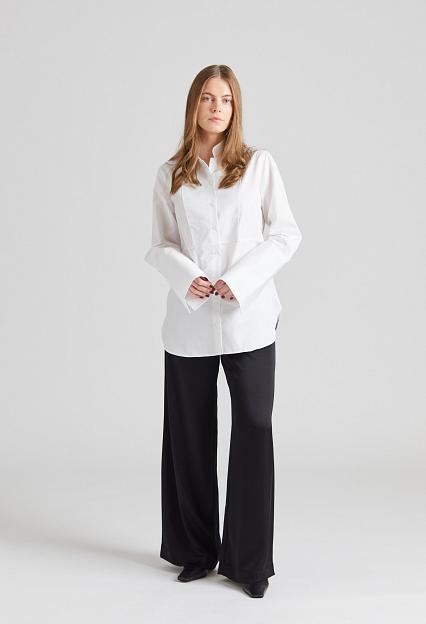 Julie Josephine High Cuff Tuxedo Shirt White 